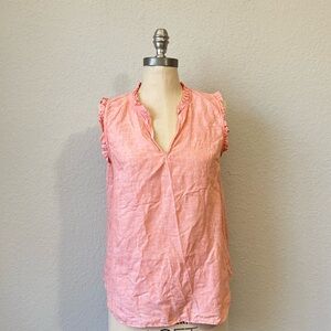 Lilly Pulitzer Kavalla Linen Sleeveless Ruffle Top Size M